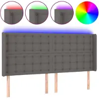 vidaXL Tête de lit LED Gris 147x16x118/128 cm Similicuir