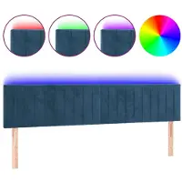 vidaXL Tête de lit LED bleu foncé 200x5x78/88 cm velours
