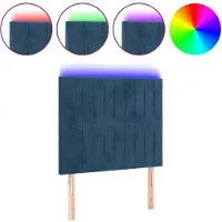 vidaXL Tête de lit LED bleu foncé 100x5x118/128 cm velours