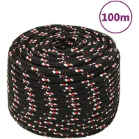 vidaXL Corde de bateau Noir 14 mm 100 m Polypropylène
