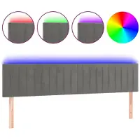 vidaXL Tête de lit LED gris clair 160x5x78/88 cm velours