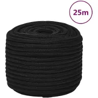vidaXL Corde de travail Noir 12 mm 25 m Polyester