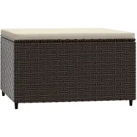 vidaXL Repose-pied de jardin avec coussin marron résine tressée