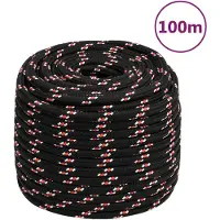 vidaXL Corde de bateau Noir 16 mm 100 m Polypropylène