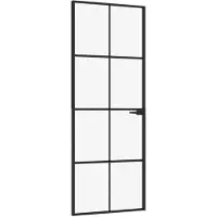 vidaXL Porte intérieure noire 76x201,5 cm verre trempé & aluminium mince