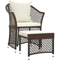 vidaXL Ensemble de salon de jardin 2 pièces avec coussins Marron Poly Rattan