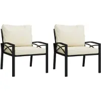 vidaXL Chaises de jardin avec coussins couleur sable 2 pcs 68x76x79 cm acier