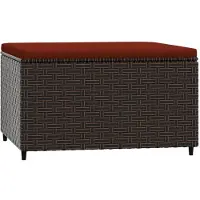 vidaXL Repose-pied de jardin avec coussin marron résine tressée