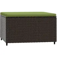 vidaXL Repose-pied de jardin avec coussin marron résine tressée