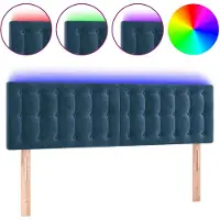 vidaXL Tête de lit LED bleu foncé 144x5x78/88 cm velours