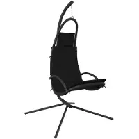 vidaXL Chaise de jardin suspendue avec coussin Tissu Oxford noir et acier