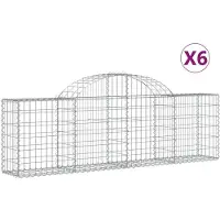 vidaXL Gabions avec arc surélevé 6 pcs. 200x30x60/80 cm Fer galvanisé