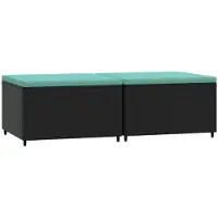 vidaXL Repose-pieds de jardin et coussins lot de 2 noir résine tressée