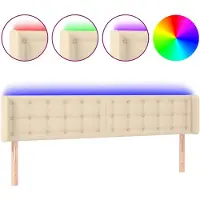 vidaXL Tête de lit LED Crème 183x16x78/88 cm Tissu