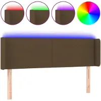 vidaXL Tête de lit LED brun foncé 147x16x78/88 cm Tissu