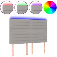 vidaXL Tête de lit LED gris clair 144x5x118/128 cm Tissu