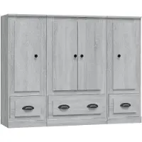 vidaXL Highboards 3 pcs. Gris Sonoma Matériau dérivé du bois
