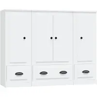vidaXL Highboards 3 pcs. Blanc Bois composite