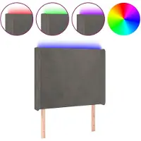 vidaXL Tête de lit LED gris foncé 83x16x118/128 cm velours