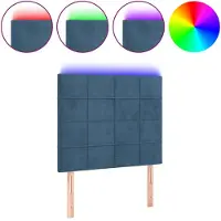 vidaXL Tête de lit LED bleu foncé 80x5x118/128 cm velours