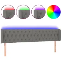 vidaXL Tête de lit LED gris foncé 183x16x78/88 cm Tissu
