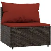 vidaXL Canapé de jardin central avec coussins Marron Poly Rattan
