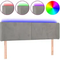 vidaXL Tête de lit à LED Gris clair 147x16x78/88 cm Velours