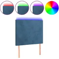 vidaXL Tête de lit LED bleu foncé 90x5x118/128 cm velours