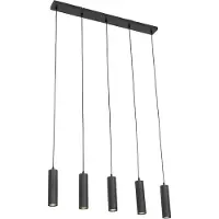 QAZQA Suspension intelligente noire avec 5 GU10 Wifi - Jeana