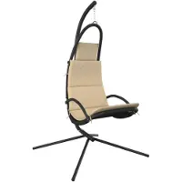 vidaXL Chaise de jardin suspendue avec coussin Crème Tissu Oxford et acier