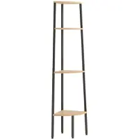 vidaXL Étagère d'angle avec 4 étagères brun clair et noir 45,5x31,5x150 cm
