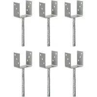 vidaXL Piquets de clôture 6 pcs Argenté 10x6x30 cm Acier galvanisé