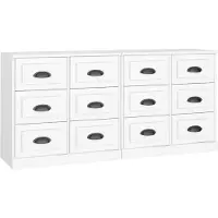 vidaXL Sideboards 2 pcs. Blanc Bois composite