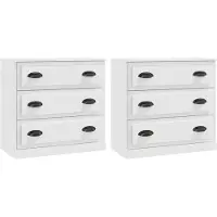 vidaXL Sideboards 2 pcs. Blanc Bois composite
