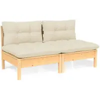vidaXL Canapé de jardin 2 places avec coussin crème pin massif