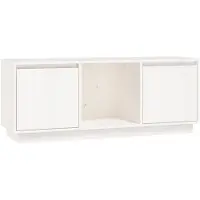 vidaXL Meuble TV blanc 110,5x35x44 cm pin massif