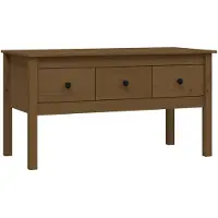 vidaXL Table basse Marron miel 102x49x55 cm Bois massif de pin