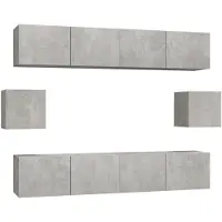 vidaXL Ensemble de 6 meubles TV en bois gris béton
