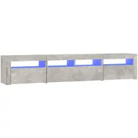 vidaXL Armoire TV avec lampes LED gris béton 210x35x40 cm
