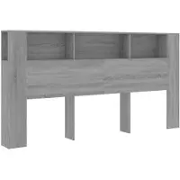 vidaXL Tête de lit avec étagères Gris Sonoma 200x18,5x104,5 cm