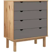 vidaXL Armoire à tiroirs OTTA brun&gris 76,5x39,5x90 cm Bois massif