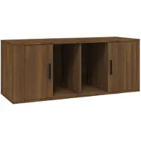 vidaXL Armoire TV marron imitation chêne 100x35x40 cm Matériau dérivé du bois