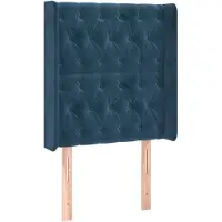 vidaXL Tête de lit avec oreilles bleu foncé 83x16x118/128 cm velours