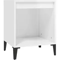 vidaXL Table de chevet Blanc brillant 40x35x50 cm