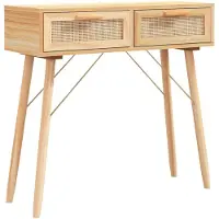 vidaXL Table console Marron 80x30x75 cm Bois massif pin /rotin naturel