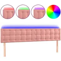 vidaXL LED Tête de lit rose 200x5x78/88 cm velours