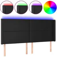 vidaXL Tête de lit LED noire 163x16x118/128 cm similicuir