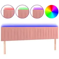 vidaXL LED Tête de lit rose 180x5x78/88 cm velours