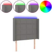vidaXL Tête de lit LED gris foncé 93x16x118/128 cm Tissu