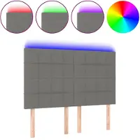 vidaXL Tête de lit LED gris foncé 144x5x118/128 cm Tissu